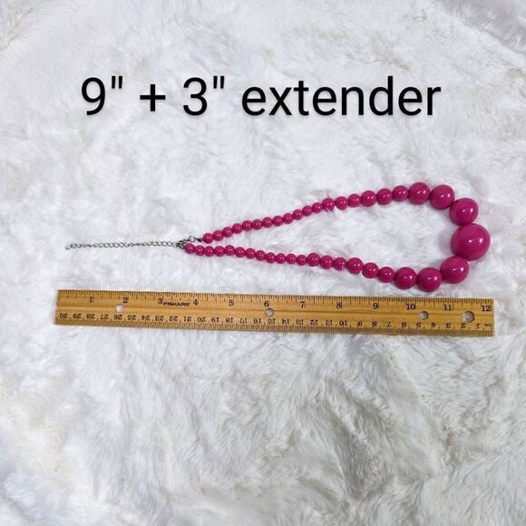 Claire Women's Bobble Necklace Pink 9" + 3" Extender - Picture 5 of 5